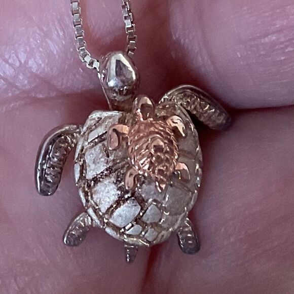 STERLING SILVER GOLD PLATED SILVER 925 WITH CHAIN TURQUOISE NECKLACE​ - Picture 13 of 13